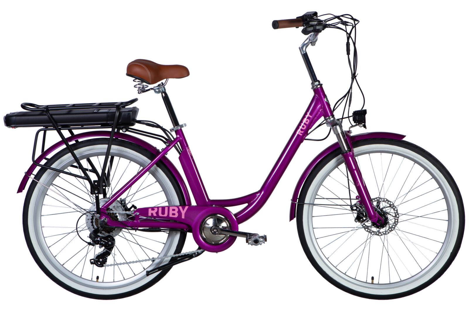 Електровелосипед Дорожник  26" AL Dorozhnik eRUBY DD FR рама-17" 48B 12.5А*г 500Вт пурпурний YS 7809 2025 купити електро велик
