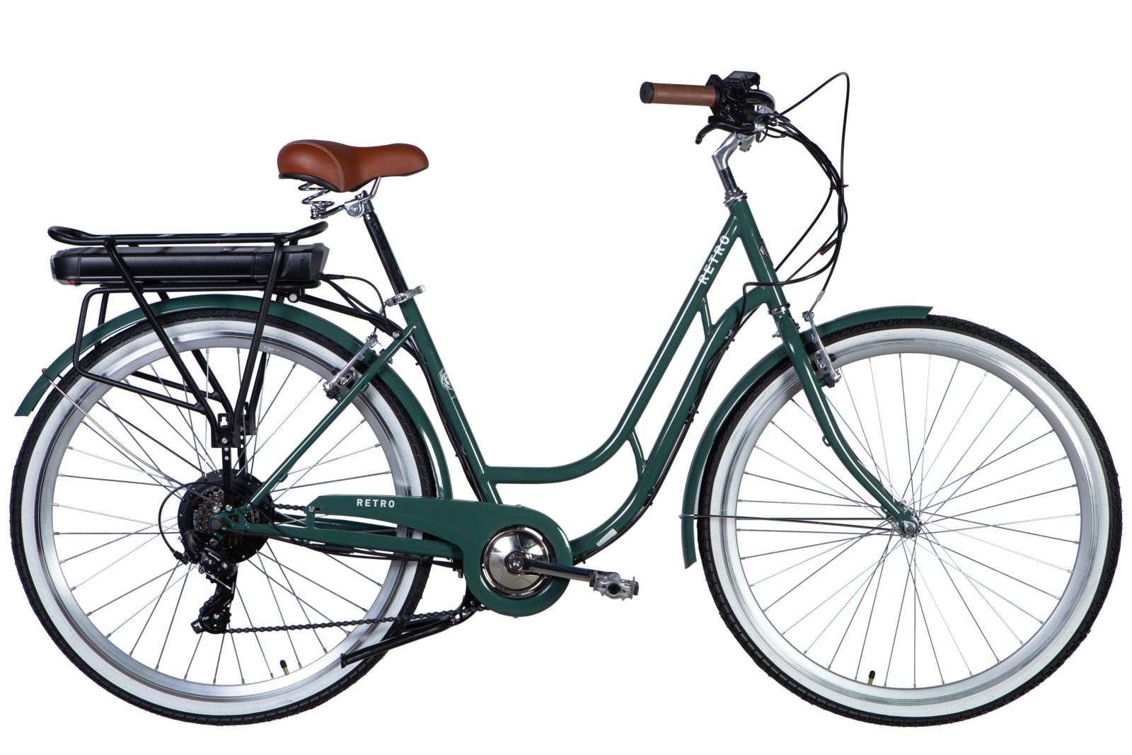 Електровелосипед Дорожник  28" ST Dorozhnik eRETRO Vbr FR рама-19" 36B 12.5А*г 500Вт зелено-сірий PANTONE 5477 C 2025 купити електро велик