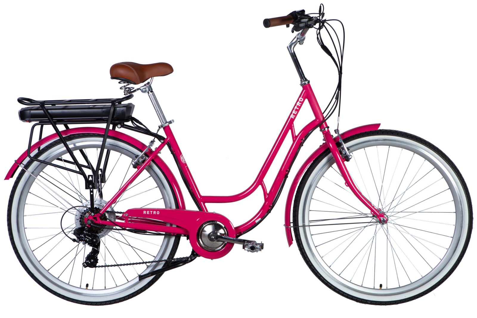 Електровелосипед Дорожник  28" ST Dorozhnik RETRO DD FR рама-19" 36B 12.5А*г 250Вт рожевий YS 7452 2025 купити електро велик