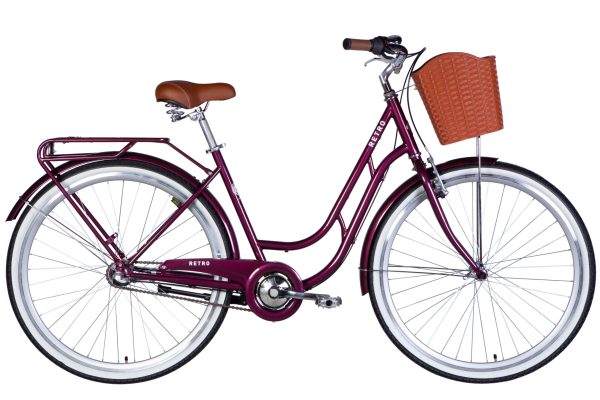 Велосипед Дорожник міський  ST 28" Dorozhnik RETRO PH рама-19" малиновий 2025 для міста купити